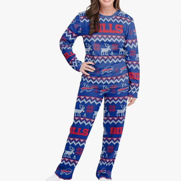 Buffalo Bills NFL Women's Crewneck Pajama Set FOCO Top & Pants NEW Women's XL - Picture 2 of 10